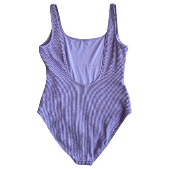 Purple Ribbed Women's Swimsuit - Picture 5 of 9